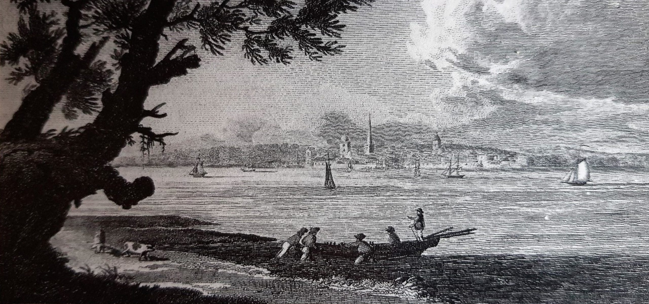 16th century drawing of a wherry boat setting off for Southampton.